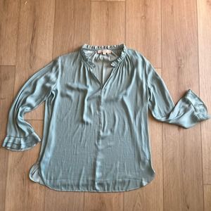 LOFT Light Blue Ruffle Blouse